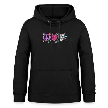Schneeleopard - Frauen Hoodie - Schwarz - Vorne - AI Model Female 172 light (172cm)