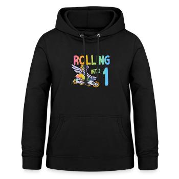 1er anniversaire Patins à roues alignées - Sweat à capuche Femme - noir - Devant - AI Model Female 172 light (172cm)