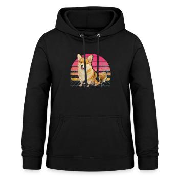 Corgi gallois - Sweat à capuche Femme - noir - Devant - AI Model Female 172 light (172cm)