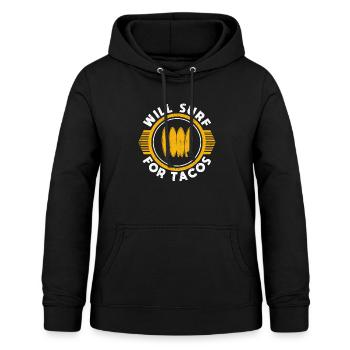 Will Surf For Tacos Lustiges Wakesurf Mexikanisch - Frauen Hoodie - Schwarz - Vorne - AI Model Female 172 light (172cm)