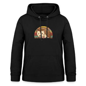 Igel Retro Stacheligel Vintage - Frauen Hoodie - Schwarz - Vorne - AI Model Female 172 light (172cm)