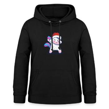 Dabbing Einhorn Weihnachtsmann Hut Weihnachten - Frauen Hoodie - Schwarz - Vorne - AI Model Female 172 light (172cm)