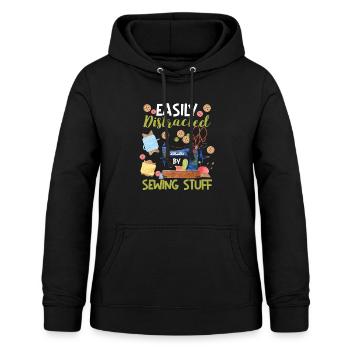 Leicht ablenkbar durch Nähzeug Näherin Schneiderin - Frauen Hoodie - Schwarz - Vorne - AI Model Female 172 light (172cm)