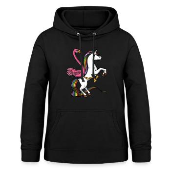 Flamingo Bird Riding Licorne magique - Sweat à capuche Femme - noir - Devant - AI Model Female 172 light (172cm)