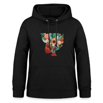Floral Essence Porträt - Frauen Hoodie - Schwarz - Vorne - AI Model Female 172 light (172cm)