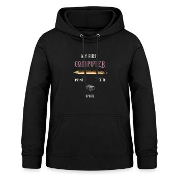 my first computer old school - Women's Hoodie - black - Front - AI Model Female 172 light (172cm)