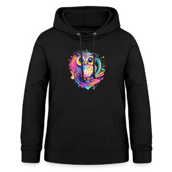 Bunte niedliche Eule - Frauen Hoodie - Schwarz - Vorne - AI Model Female 172 light (172cm)