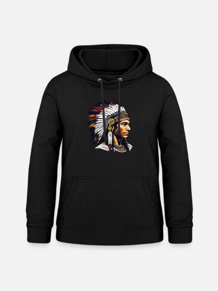 INDIANER - Frauen Hoodie - Schwarz