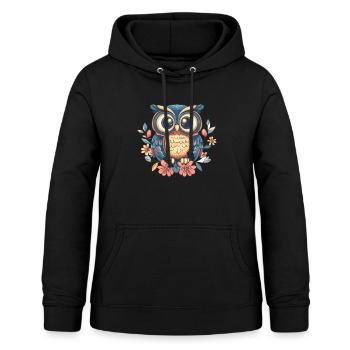 Florale Eule im Retro Stil - Frauen Hoodie - Schwarz - Vorne - AI Model Female 172 light (172cm)
