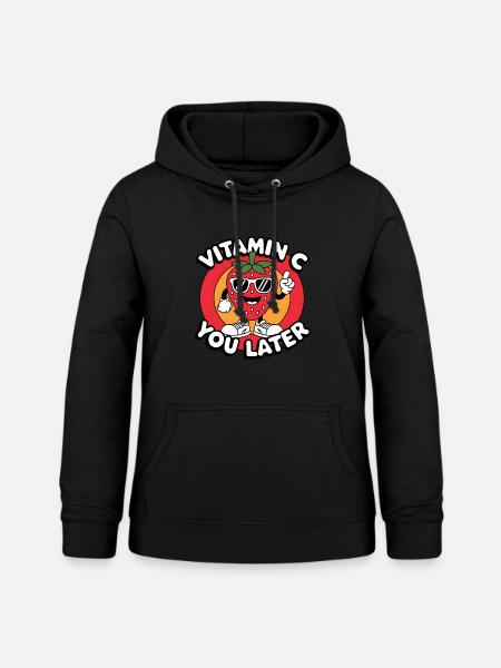 Vitamin C Obst Lustige Erdbeere - Frauen Hoodie - Schwarz