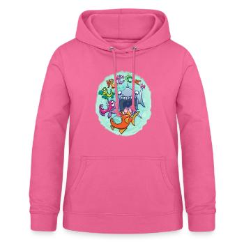 Les gros poissons mangent les petits et vice-versa - Sweat à capuche Femme - rose - Devant - AI Model Female 172 light (172cm)