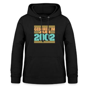 2002 - Frauen Hoodie - Schwarz - Vorne - AI Model Female 172 light (172cm)