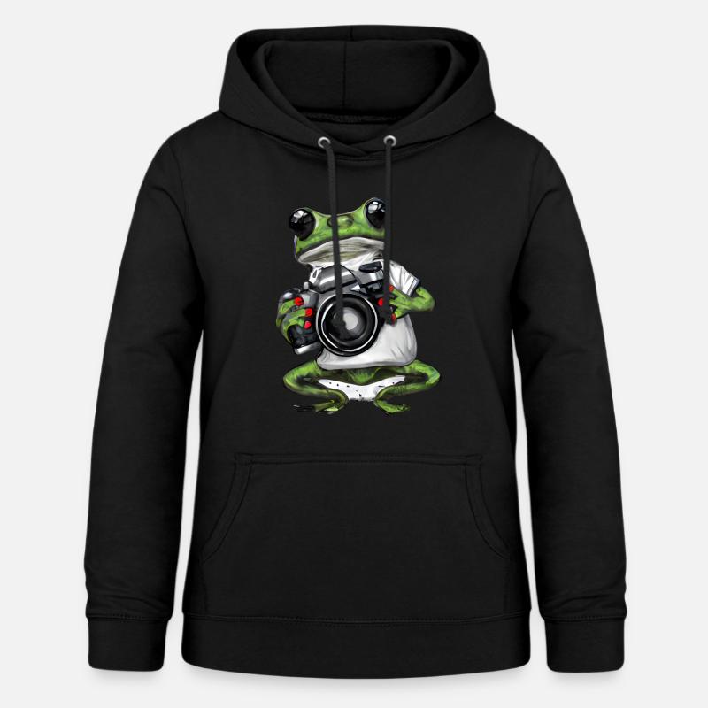 Grenouille avec caméra - Sweat à capuche Femme - noir