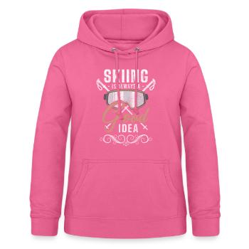 Skifahrer Sport Winterurlaub Apres Ski - Frauen Hoodie - Pink - Vorne - AI Model Female 172 light (172cm)