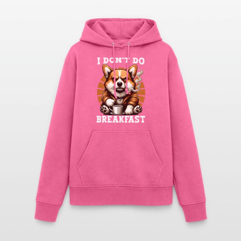 I Don't Do Breakfast Grumpy Corgi Drinking Coffee Women's Hoodie
