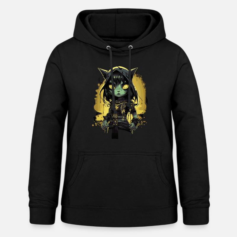 Chaton guerrier gothique mignon - Sweat à capuche Femme - noir
