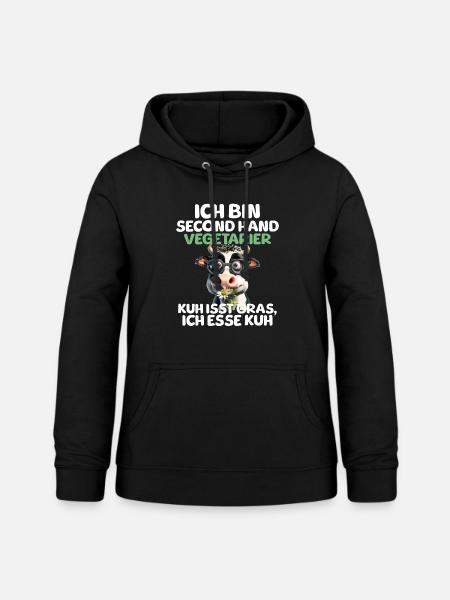 Second Hand Vegetarier - Frauen Hoodie - Schwarz