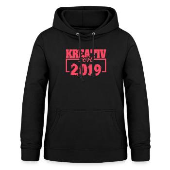 2019 - Women's Hoodie - black - Front - AI Model Female 172 light (172cm)