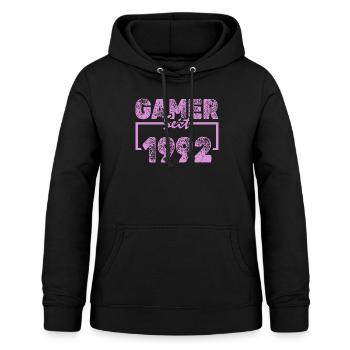 1992 - Frauen Hoodie - Schwarz - Vorne - AI Model Female 172 light (172cm)