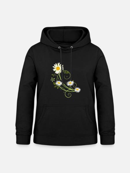 Ranke mit Margerite und Gänseblümchen - Frauen Hoodie - Schwarz