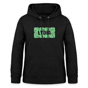 First name Lydia - Women's Hoodie - black - Front - AI Model Female 172 light (172cm)