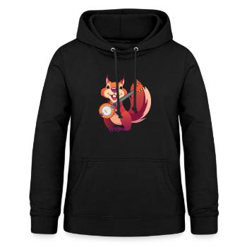 Eichhörnchen Banjo Musiker Nager Kleintier - Frauen Hoodie - Schwarz - Vorne - AI Model Female 172 light (172cm)