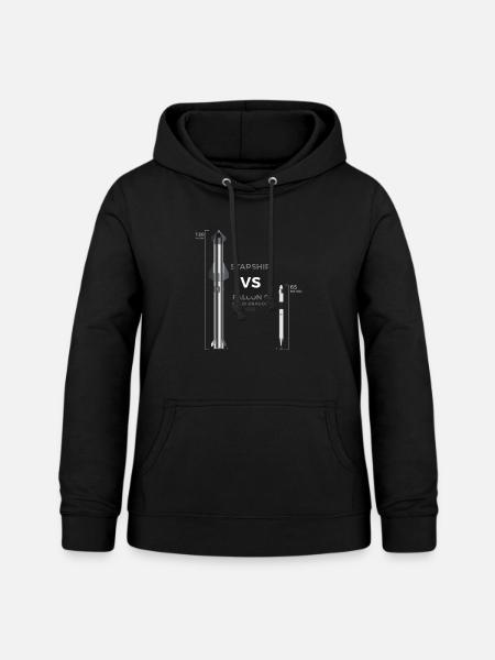Falcon 9 gegen Starship (BFR) 120m Größe - Frauen Hoodie - Schwarz