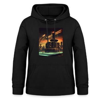 Science Fiction Stadt Zukunft - Frauen Hoodie - Schwarz - Vorne - AI Model Female 172 light (172cm)