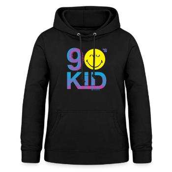 SmileyWorld 90s Kid - Frauen Hoodie - Schwarz - Vorne - AI Model Female 172 light (172cm)
