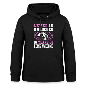 Niveau 16 débloqué - 16 Birthday Gamer rose - Sweat à capuche Femme - noir - Devant - AI Model Female 172 light (172cm)