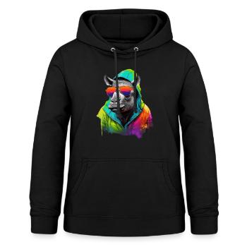 Hippo Nilpferd mit Sonnenbrille Flusspferd Afrika - Frauen Hoodie - Schwarz - Vorne - AI Model Female 172 light (172cm)