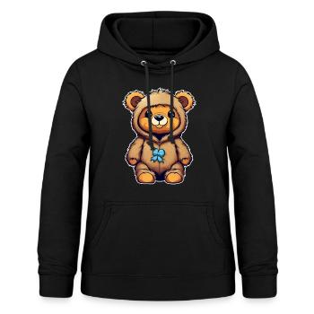 Niedlicher Teddy Bär mit blauer Schleife - Frauen Hoodie - Schwarz - Vorne - AI Model Female 172 light (172cm)