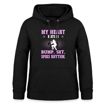 Volleyball Girl Heart beats in Bump Set Spike - Frauen Hoodie - Schwarz - Vorne - AI Model Female 172 light (172cm)