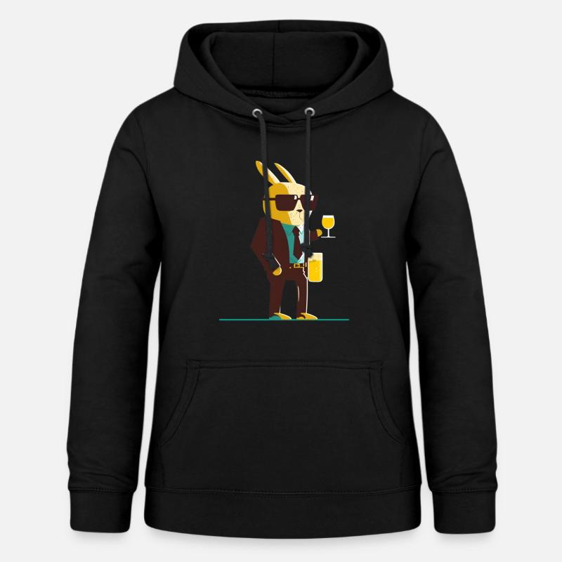Cool Easter Bunny with Beer - Women's Hoodie - black