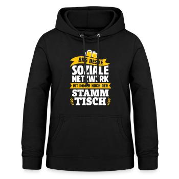 Bestes soziales Netzwerk: STAMMTISCH - Frauen Hoodie - Schwarz - Vorne - AI Model Female 172 light (172cm)