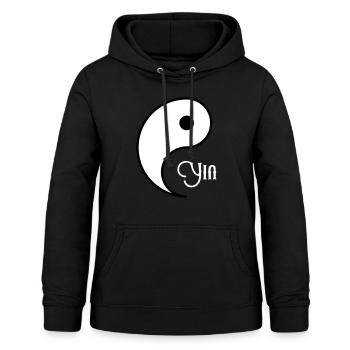 YIN YANG Partnerlook - Frauen Hoodie - Schwarz - Vorne - AI Model Female 172 light (172cm)