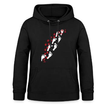 Fußspuren | Hundeliebhaber Hund Gassi gehen - Frauen Hoodie - Schwarz - Vorne - AI Model Female 172 light (172cm)