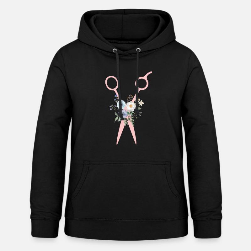 Ciseaux Fleurs - Sweat à capuche Femme - noir