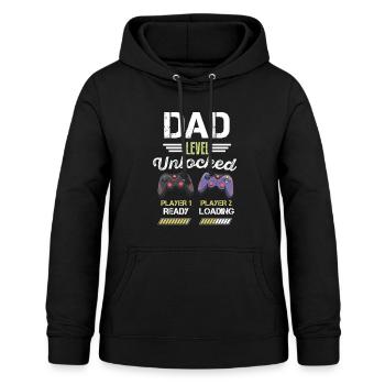 DAD LEVEL ENTSPERRT - Frauen Hoodie - Schwarz - Vorne - AI Model Female 172 light (172cm)