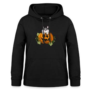 Chien mignon à la citrouille - Sweat à capuche Femme - noir - Devant - AI Model Female 172 light (172cm)