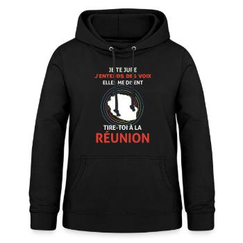 La Réunion La Petite Voix Humour - Sweat à capuche Femme - noir - Devant - AI Model Female 172 light (172cm)