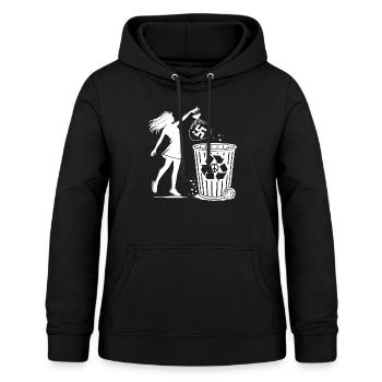 gegen nazis - Gegen Rechts - fck nzs - Frauen Hoodie - Schwarz - Vorne - AI Model Female 172 light (172cm)