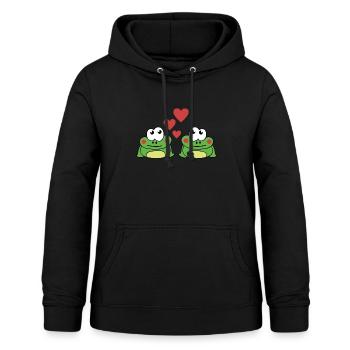 süße Frösche Herzen Valentinstag Liebe - Frauen Hoodie - Schwarz - Vorne - AI Model Female 172 light (172cm)