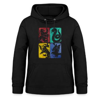 Harry Potter Häuser Wappen Kachel-Mix - Frauen Hoodie - Schwarz - Vorne - AI Model Female 172 light (172cm)