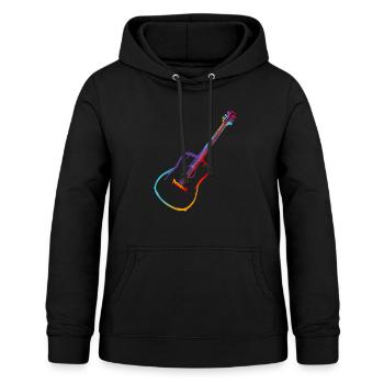 Farbverlauf Akustische Gitarre - Frauen Hoodie - Schwarz - Vorne - AI Model Female 172 light (172cm)