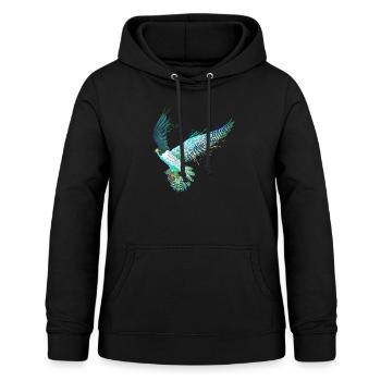 Fliegender Vogel Bunter Wanderfalke - Frauen Hoodie - Schwarz - Vorne - AI Model Female 172 light (172cm)