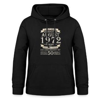 50. Geburtstag August Jahrgang 1972 Geschenkidee - Frauen Hoodie - Schwarz - Vorne - AI Model Female 172 light (172cm)