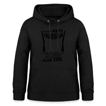 Papy chasseur cool sanglier Humour - Sweat à capuche Femme - noir - Devant - AI Model Female 172 light (172cm)