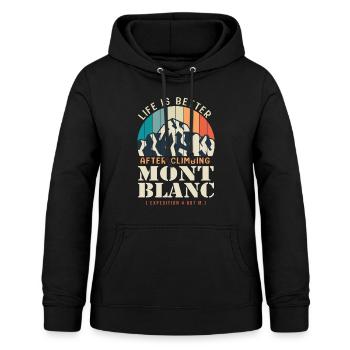 Mont Blanc Humour alpisniste ascension mont blanc - Sweat à capuche Femme - noir - Devant - AI Model Female 172 light (172cm)