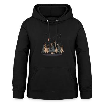 Cadeau nature montagne camping camping étoiles forêt - Sweat à capuche Femme - noir - Devant - AI Model Female 172 light (172cm)